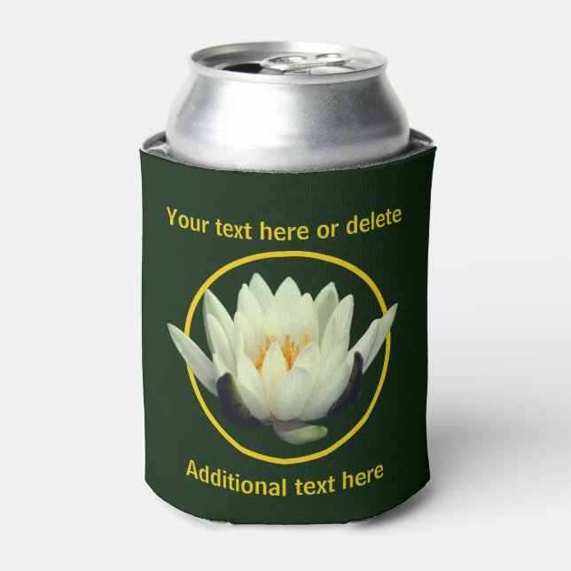 Elegant Lotus Lily Flower Personalised  Can Cooler (Can Front)