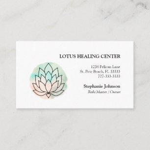 Elegant Lotus Line Drawing Logo Business Card