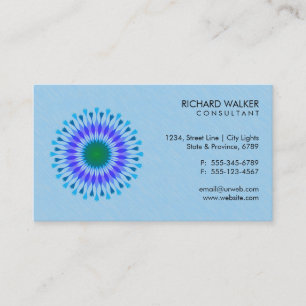 Elegant Lotus Logo Floral Blue Health Wellness Business Card