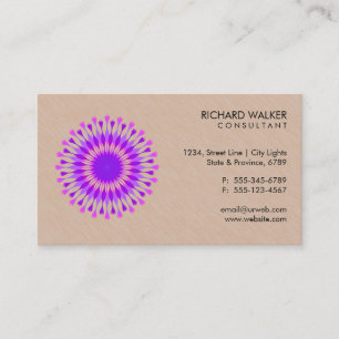 Elegant Lotus Logo Floral Wood Health Wellness Business Card