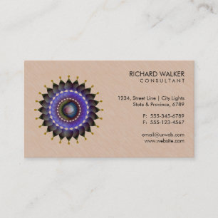 Elegant Lotus Logo Floral Wood Health Wellness Business Card