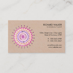 Elegant Lotus Logo Floral Wood Health Wellness Business Card