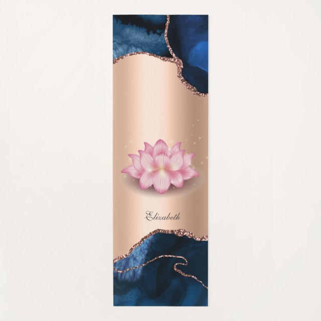 Elegant Lotus Marble Agate Yoga  Yoga Mat (Front)