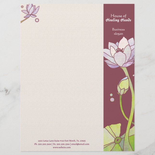 Elegant Lotus Spa or Fashion Business Customised Letterhead (Front)