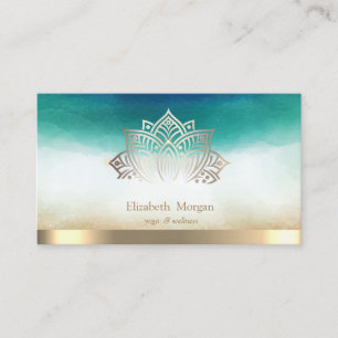 Elegant Lotus Stripe Watercolor Business Card