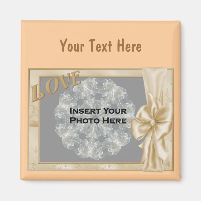Elegant Love And Bow Design Photo Magnet (Front)