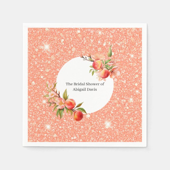 Elegant Love as Sweet as a Peach Bridal Shower  Napkin (Front)