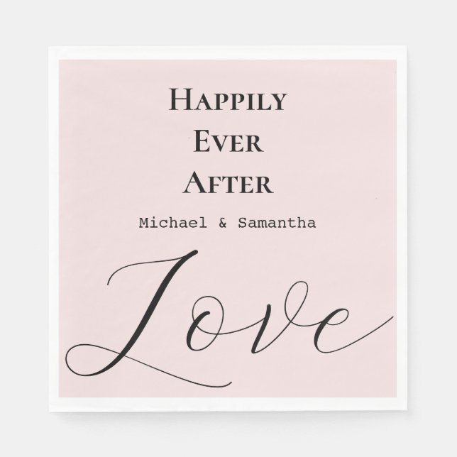 Elegant Love Blush Pink Wedding Napkin (Front)