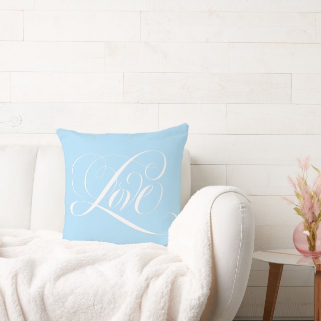 Elegant Love Calligraphy Something Blue Cushion (Couch)