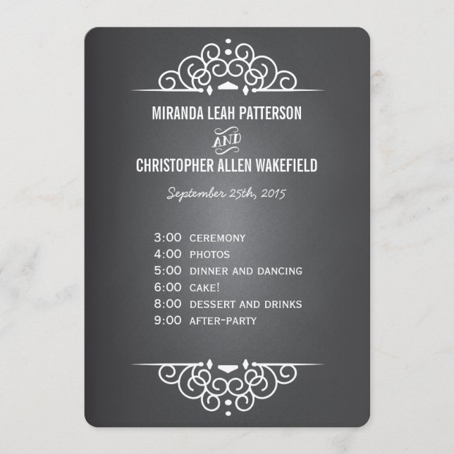 Elegant Love Chalkboard Program | Menu Card (Front)