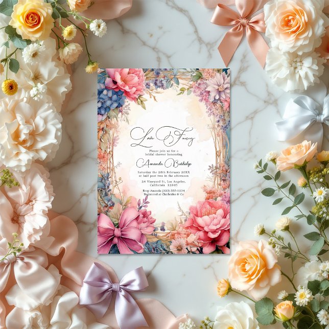 Elegant Love Fancy Floral Bridal Shower QR Code Invitation (Elegant Love Fancy Floral Bridal Shower QR Code Invitation)