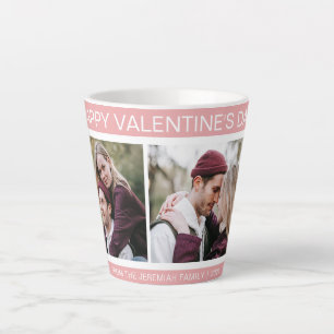 Elegant Love Happy Valentine's Day Family 2 Photo Latte Mug