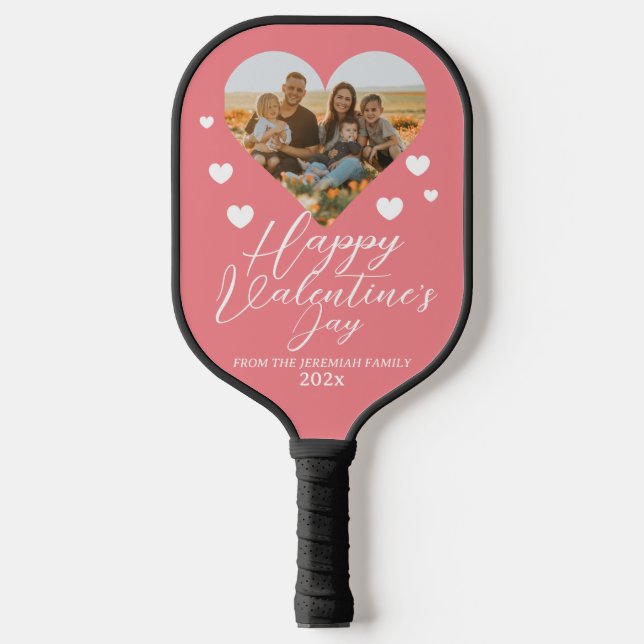 Elegant Love Happy Valentine's Day Family Photo Pickleball Paddle (Front)