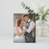 Elegant Love Heart Script Wedding Photo Thank You Postcard (Standing Front)