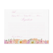 Elegant Love in Bloom Bridal Shower Recipe Cards