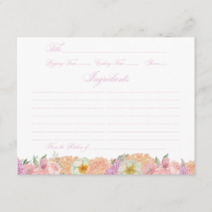 Elegant Love in Bloom Bridal Shower Recipe Cards