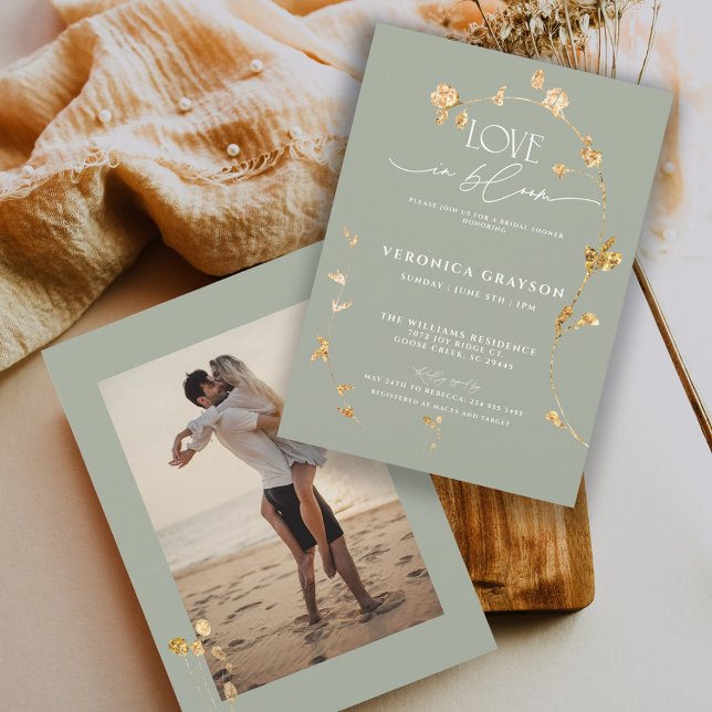 Elegant Love In Bloom Gold Floral Bridal Shower  Invitation (Creator Uploaded)