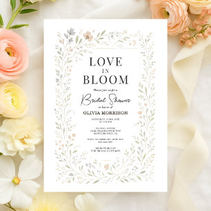 Elegant Love in Bloom Wildflower Bridal Shower Invitation