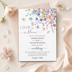 Elegant Love is in Bloom Dragonflies Wedding Invitation