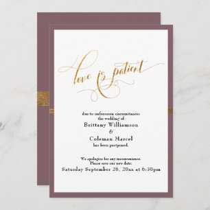 Elegant Love is Patient Mauve Gold Stripe Card