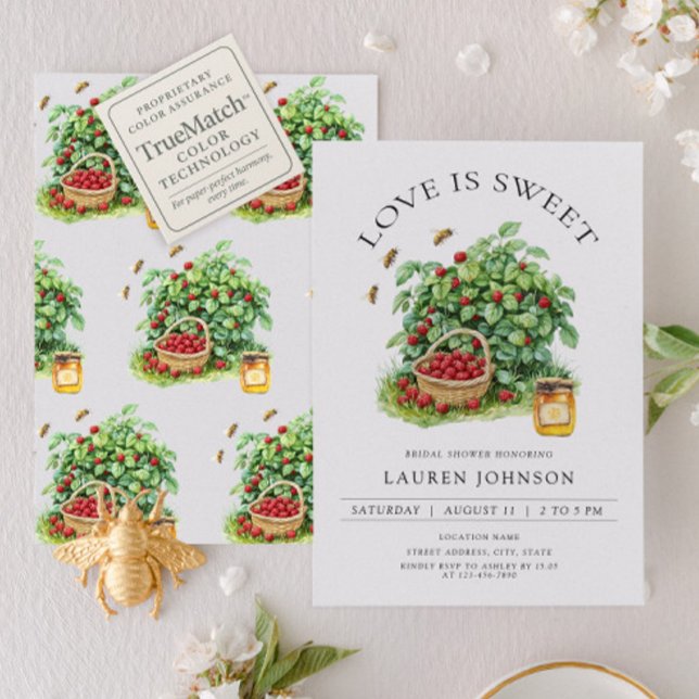 Elegant Love Is Sweet Berry Greenery Bridal Shower Invitation (Creator Uploaded)