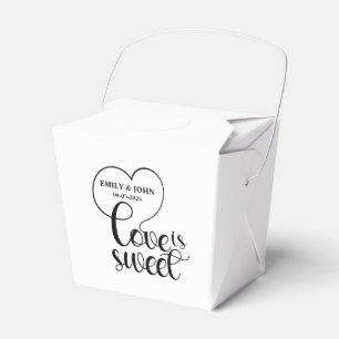 Elegant Love Is Sweet calligraphy Heart  Favour Box