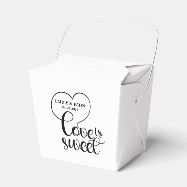 Elegant Love Is Sweet calligraphy Heart  Favour Box (Front Side)