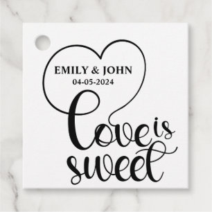 Elegant Love Is Sweet calligraphy Heart  Favour Tags