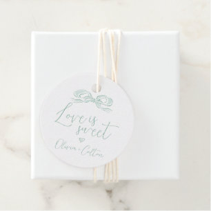 Elegant Love Is Sweet Green Bow Bridal Shower Favour Tags