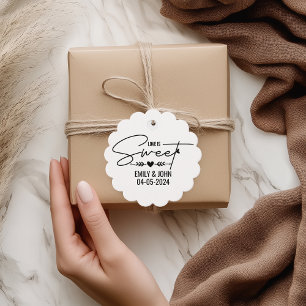 Elegant Love Is Sweet Heart Calligraphy Wedding  Favour Tags