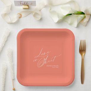 Elegant "Love is Sweet" Paper Plate