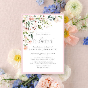 Elegant Love Is Sweet Pink Floral Bridal Shower  Invitation