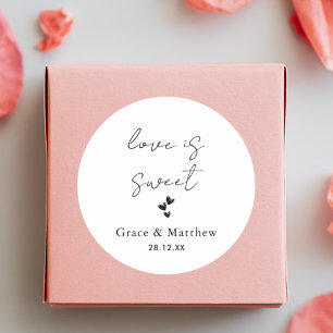 Elegant Love is Sweet Wedding Sweet Favour Classic Round Sticker