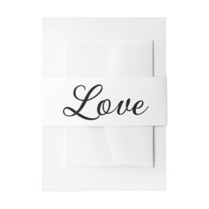 Elegant Love Minimalist Black and White Wedding Invitation Belly Band