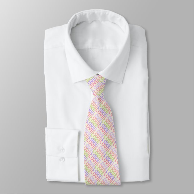 Elegant LOVE Pattern on Soft Yellow Colour Tie (Tied)