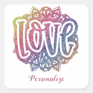 Elegant Love Quote Glitter Sparkle Romance Square Sticker