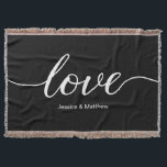 Elegant love script newlywed throw blanket<br><div class="desc">An elegant and modern script for the word "Love" can be found on this custom throw blanket. Personalize with the newlywed's names,  or the couple for as their house warming gift.</div>