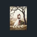 Elegant Love Script Wedding Newlywed Photo Canvas Print<br><div class="desc">Immortalise the enchantment of newlywed bliss with the Elegant Love Script Wedding Newlywed Photo Canvas Print—an exquisite portrayal of the love shared on that magical day. This stretched canvas is not merely a display; it is the canvas of your love story, a sophisticated emblem of the vows taken and the...</div>