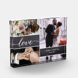 Elegant Love Script Wedding photo collage Block<br><div class="desc">Customise this photo block with 3 of your favourite wedding shots from the best day ever. The chalkboard background blocks adds a rustic feel and the love script with it's modern handwritten style is elegant and classic. Personalise with your names and special wedding date. A perfect keepsake. You can also...</div>