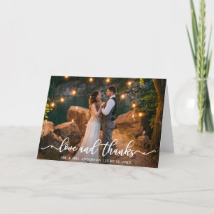 Elegant Love Script   Wedding Photo Folded Thank You Card