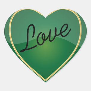 Elegant Love Shiny Bright Green Heart Heart Sticker
