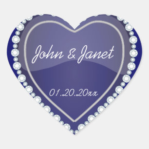 Elegant Love Shiny Navy Blue Heart Sticker