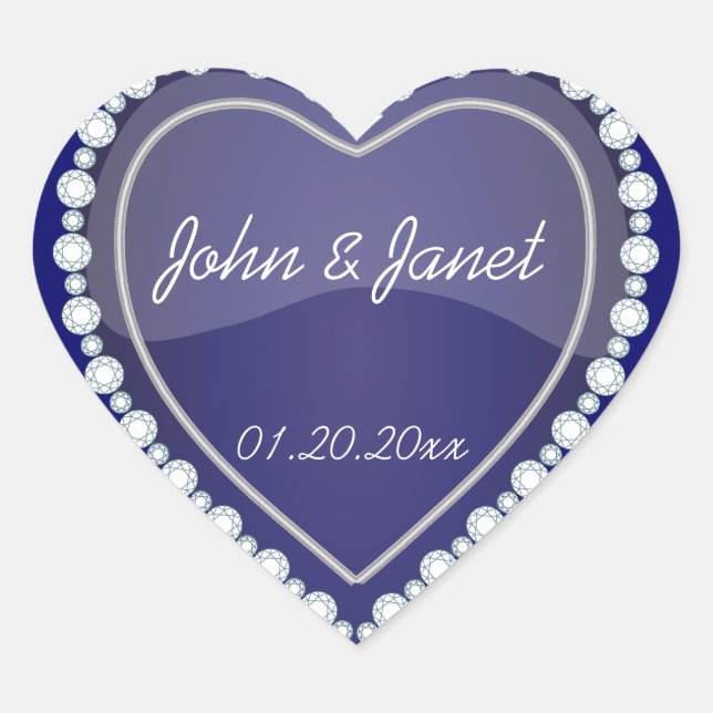Elegant Love Shiny Navy Blue Heart Sticker (Front)