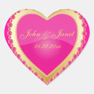Elegant Love Shiny Pink Gold Jewel Heart Heart Sticker