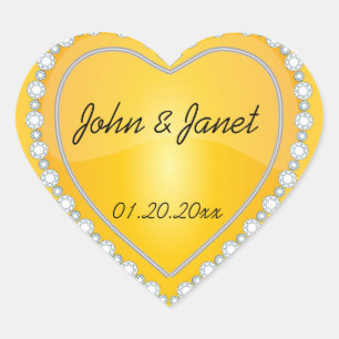 Elegant Love Shiny Yellow Heart Heart Sticker