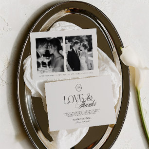 Elegant Love & Thanks 2 Photo Wedding Thank You Card