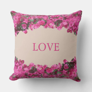 Elegant Love Tropical Flowers on Beige Cushion