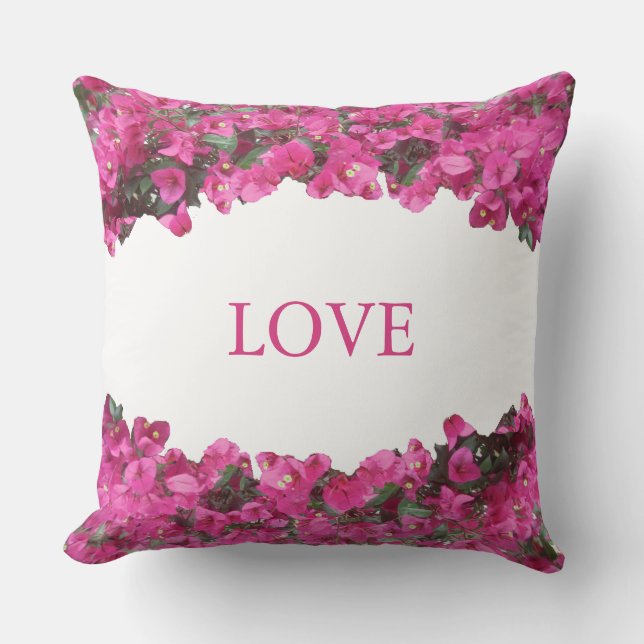 Elegant Love Tropical Flowers on White Cushion (Front)
