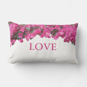Elegant Love Tropical Flowers on White Lumbar Cushion