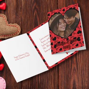 Elegant LOVE Valentine's Photo & Messages red Card